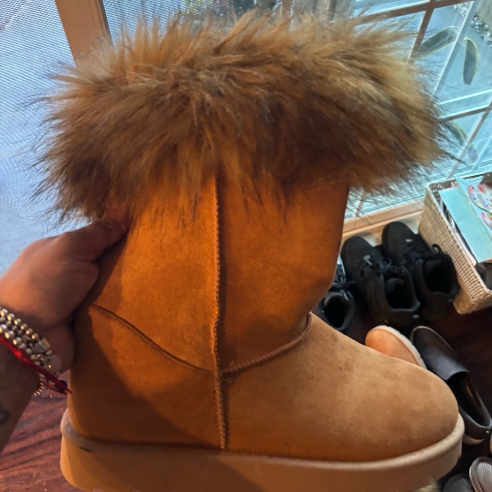 Tan Faux Fur Lined Boots Ugg furry
